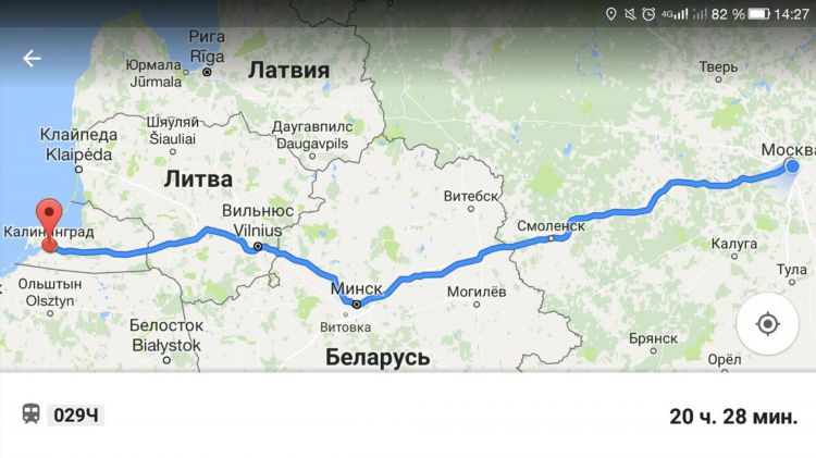 Как едет поезд в калининград