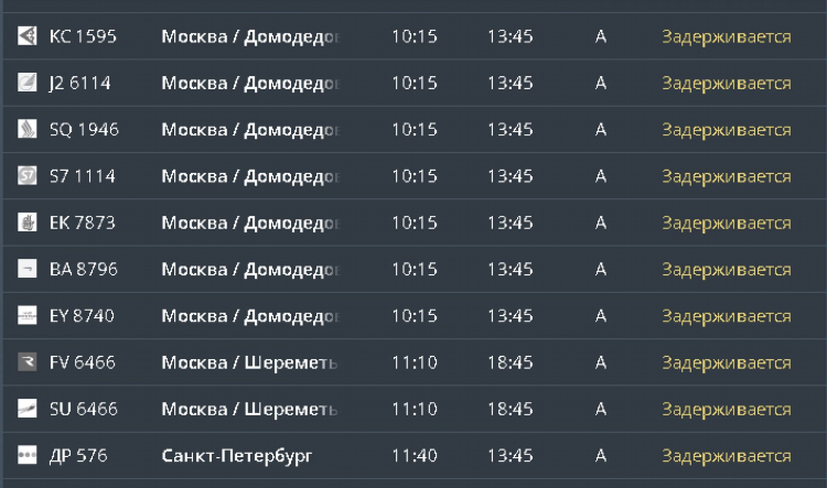 Вылеты калининград